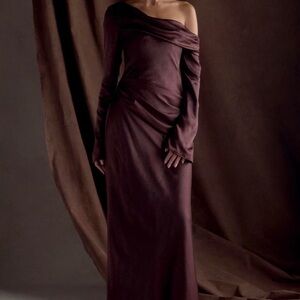Meshki Brown Long Sleeve Maxi Dress